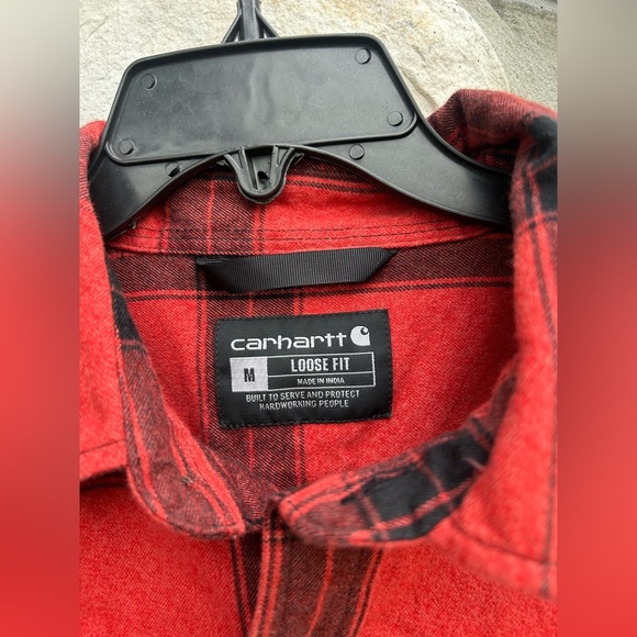 Carhartt Mens Shacket Sz M Heavy Flannel Button Front Shirt Outdoor Work Plaid - Picture 3 of 7